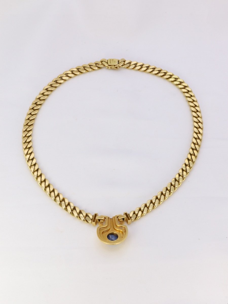 Bvlgari Vintage Yellow Gold Diamond Sapphire Necklace-photo-3