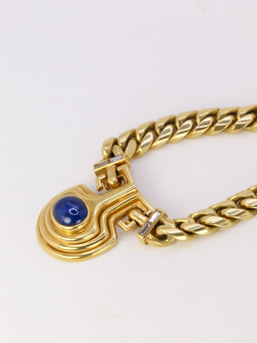 Bvlgari Vintage Yellow Gold Diamond Sapphire Necklace-photo-4