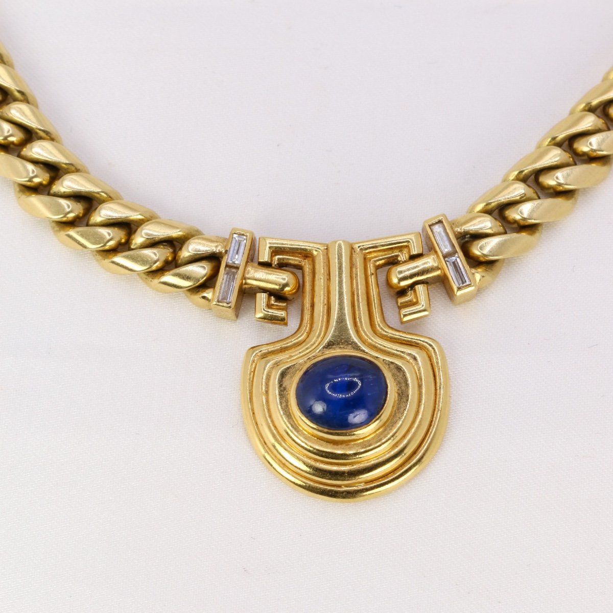 Bvlgari Vintage Yellow Gold Diamond Sapphire Necklace