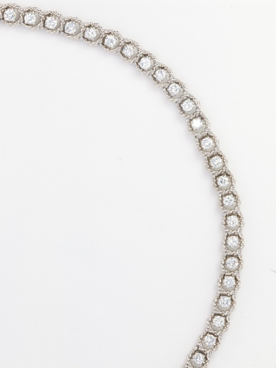 Riviere Diamonds White Gold Braided Necklace-photo-3