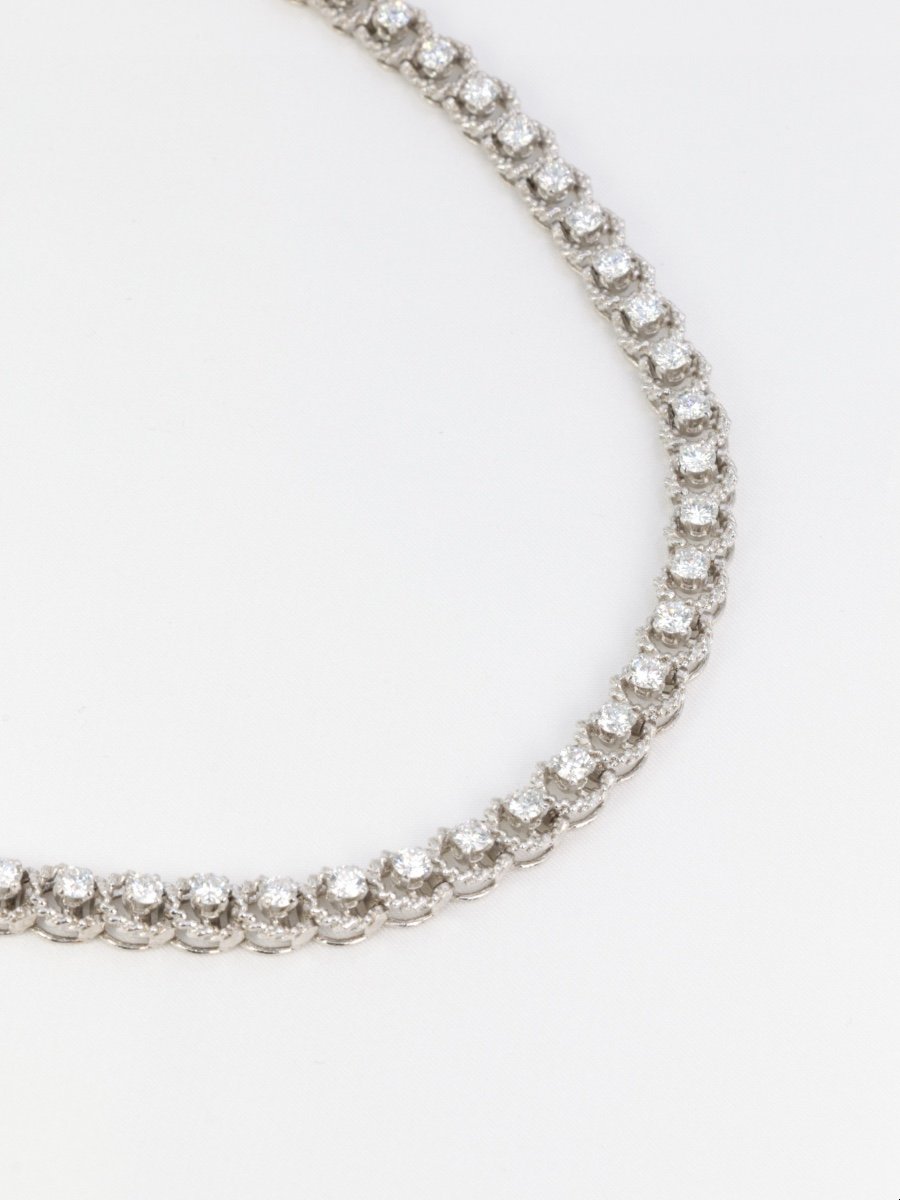 Riviere Diamonds White Gold Braided Necklace-photo-4