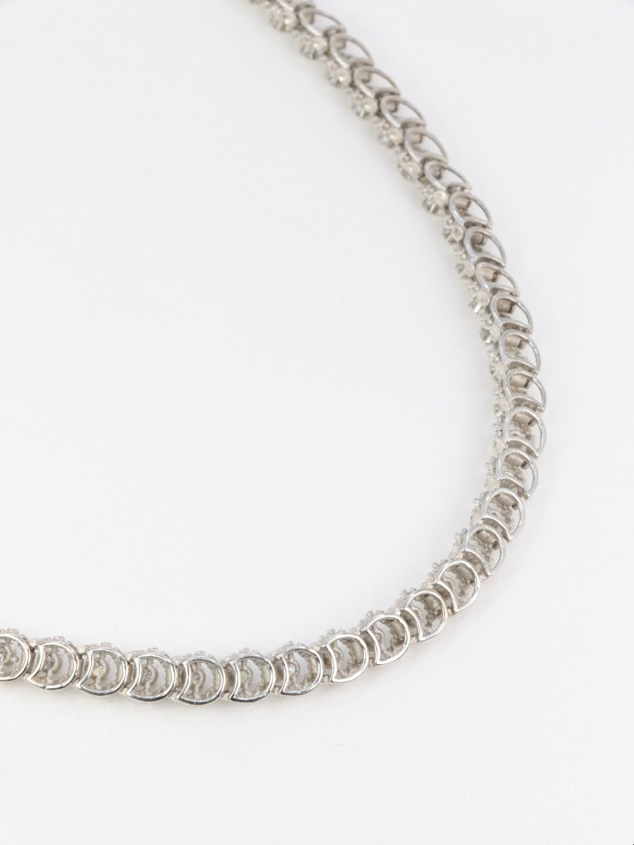 Riviere Diamonds White Gold Braided Necklace-photo-1