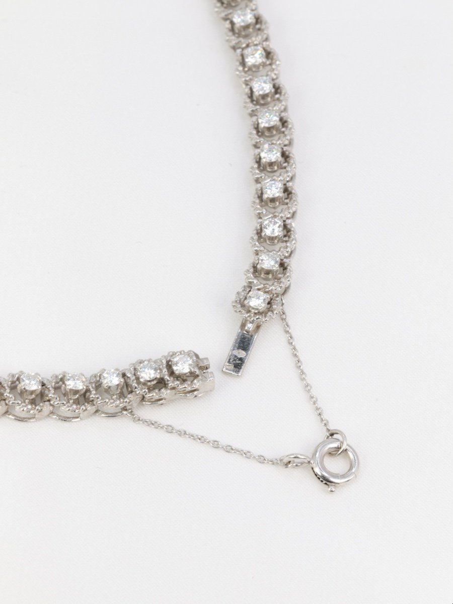 Riviere Diamonds White Gold Braided Necklace-photo-2