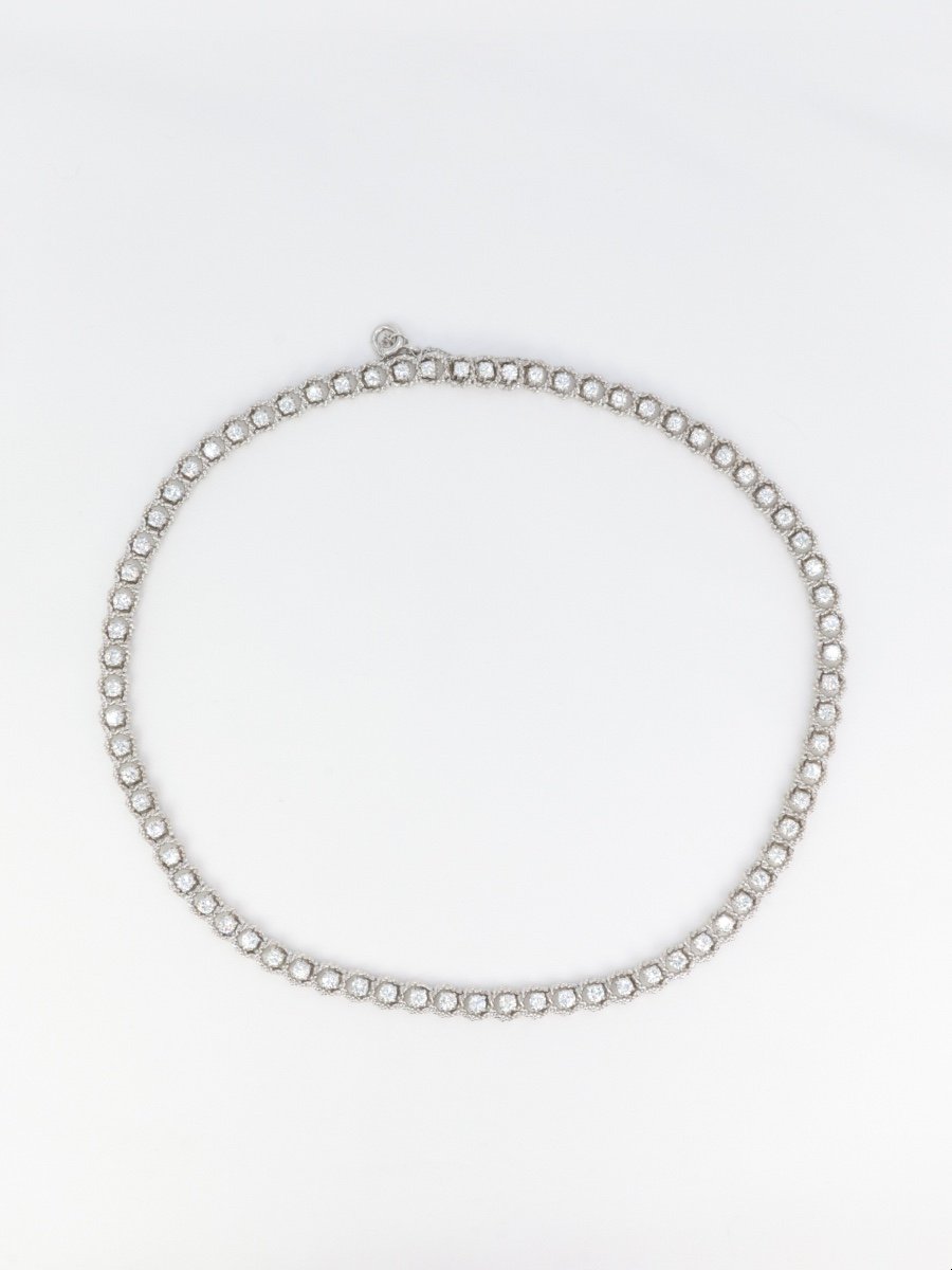 Riviere Diamonds White Gold Braided Necklace-photo-3