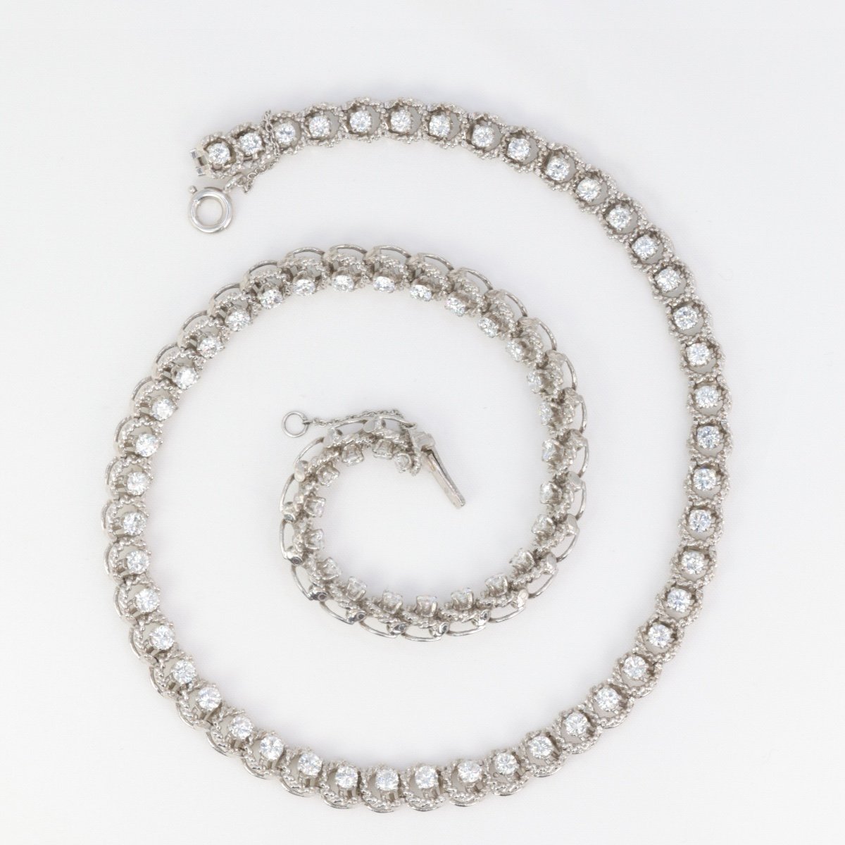 Riviere Diamonds White Gold Braided Necklace