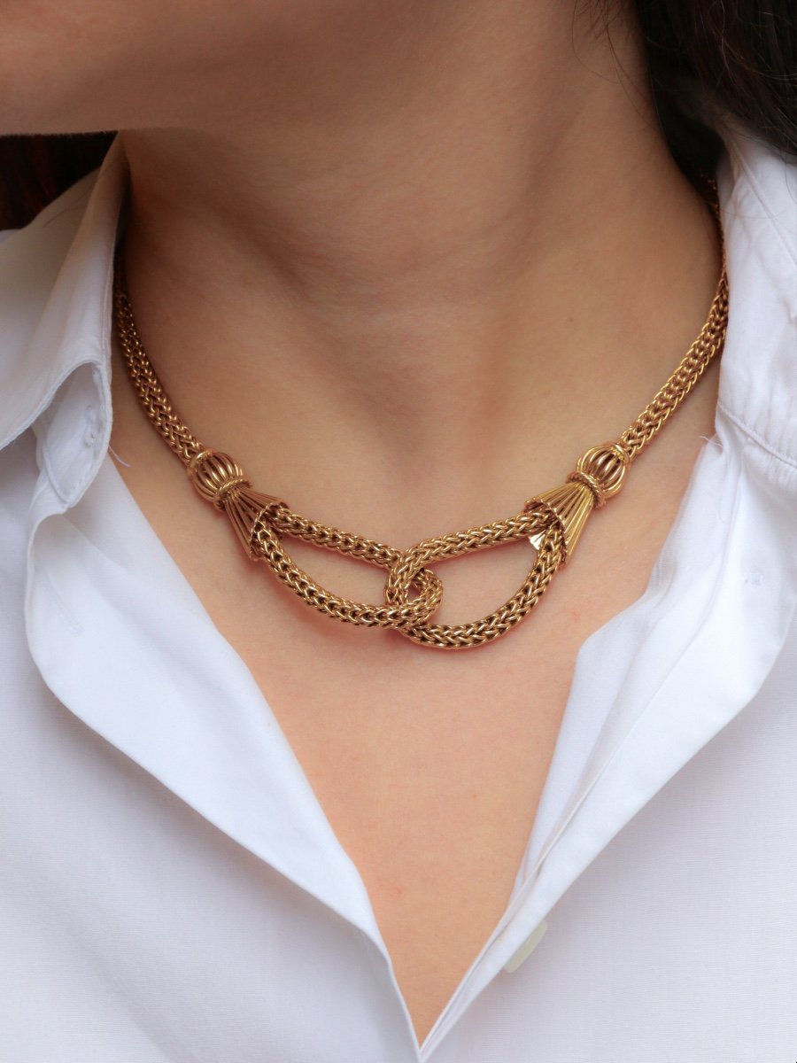 Vintage Yellow Gold Knot Necklace-photo-2