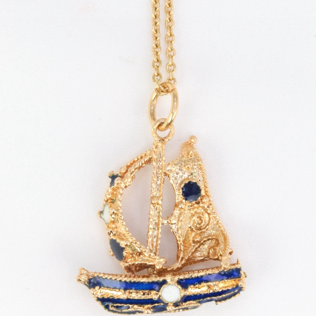 Vintage Enamel Sailboat Pendant