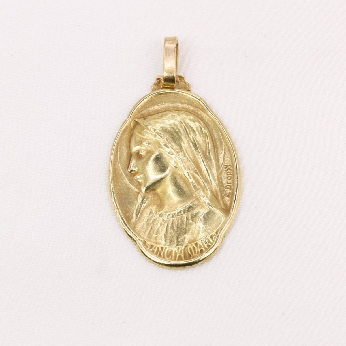 Dropsy Art Nouveau Medal Yellow Gold Virgin Mary