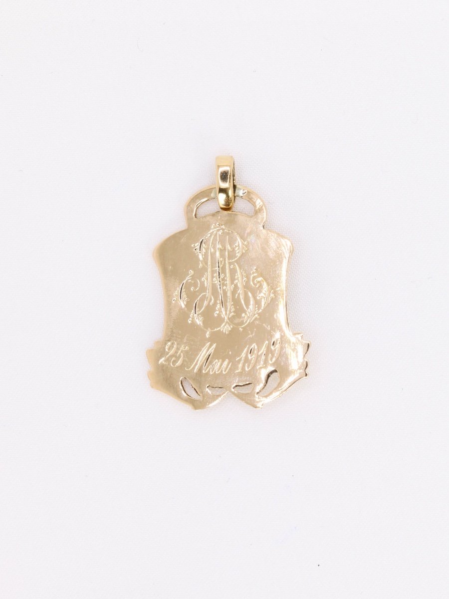 Art Nouveau Gold Virgin Mary Pendant-photo-4