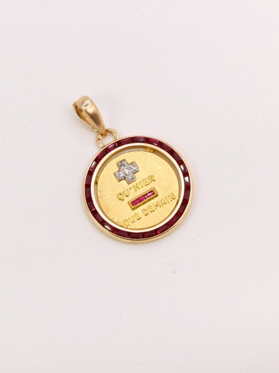 Augis Love Medal Surrounded By Calibrated Rubies More Than Yesterday Less Than Tomorrow-photo-3