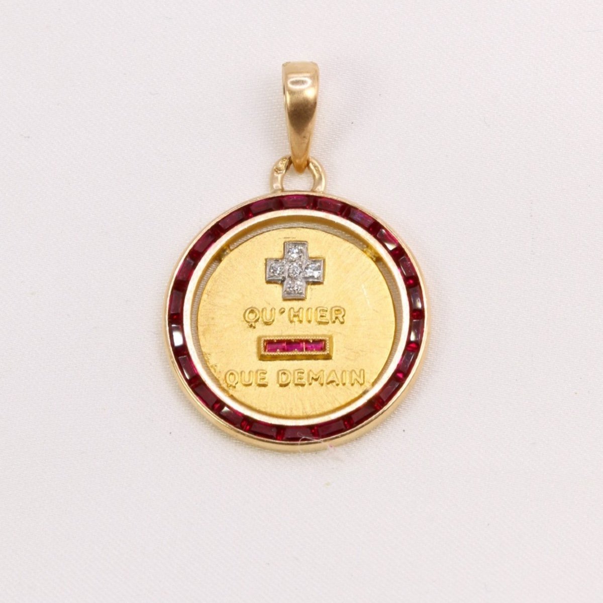 Augis Love Medal Surrounded By Calibrated Rubies More Than Yesterday Less Than Tomorrow