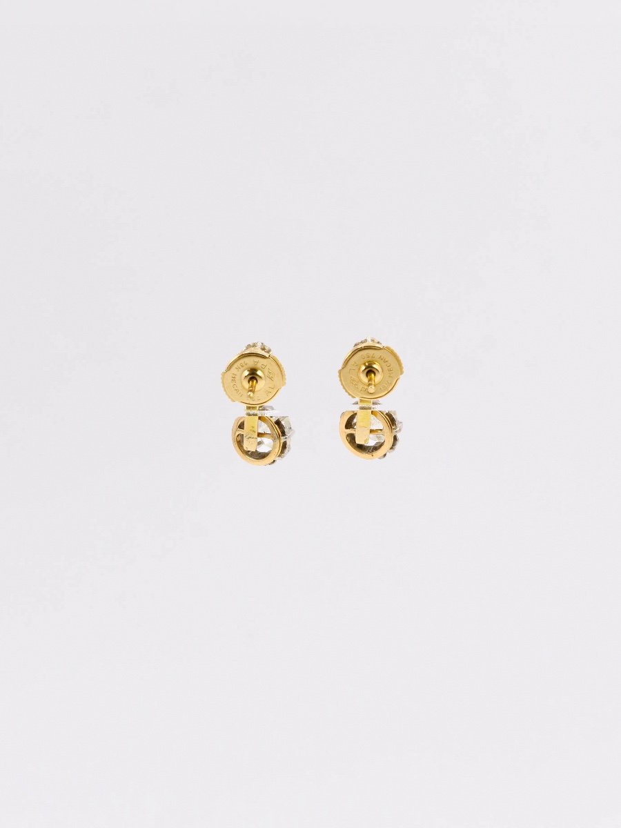 Gold Sleepers With Old-cut Cushion Diamonds 1.5 Ct-photo-3