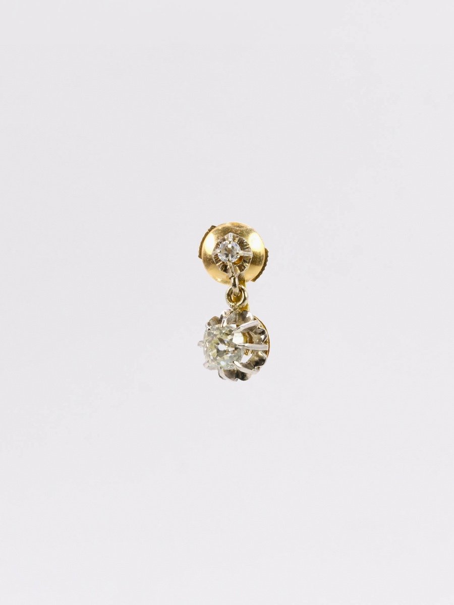 Gold Sleepers With Old-cut Cushion Diamonds 1.5 Ct-photo-1