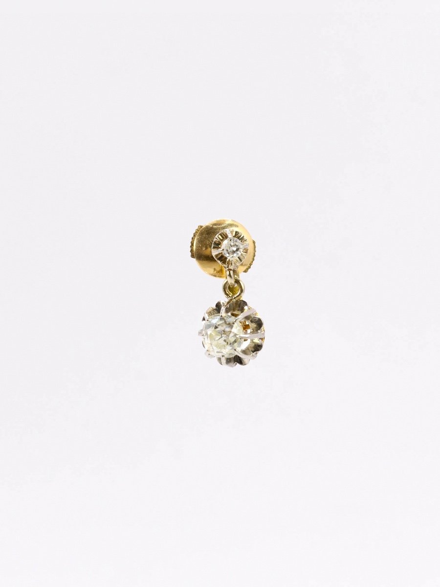 Gold Sleepers With Old-cut Cushion Diamonds 1.5 Ct-photo-2