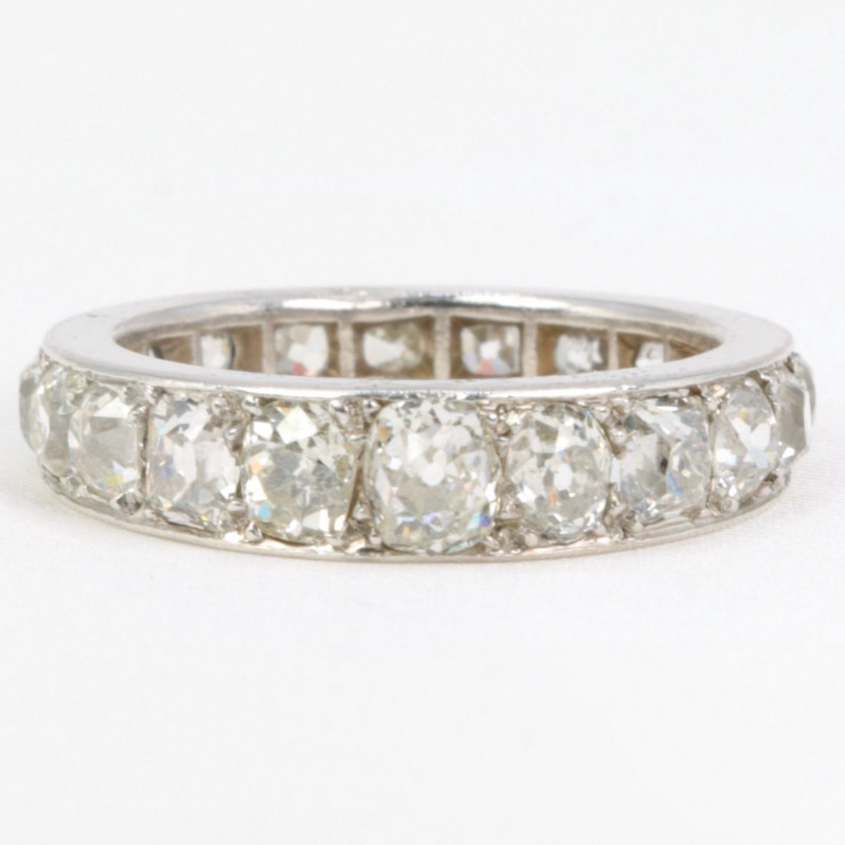 Belle Epoque Platinum Wedding Band With 5ct Antique Cut Diamonds