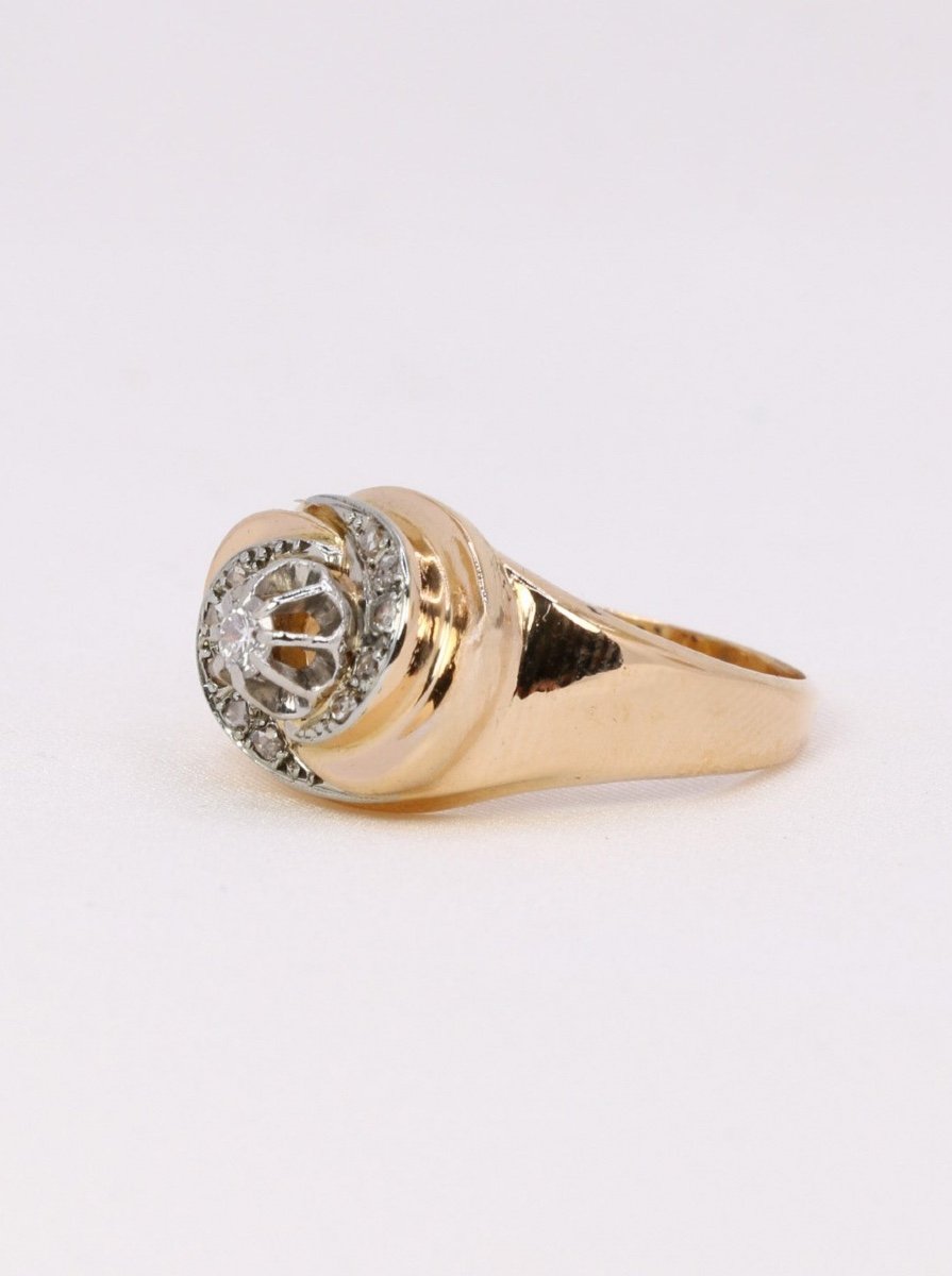 Tourbillon Gold Ring Diamonds 0.15 Ct-photo-3