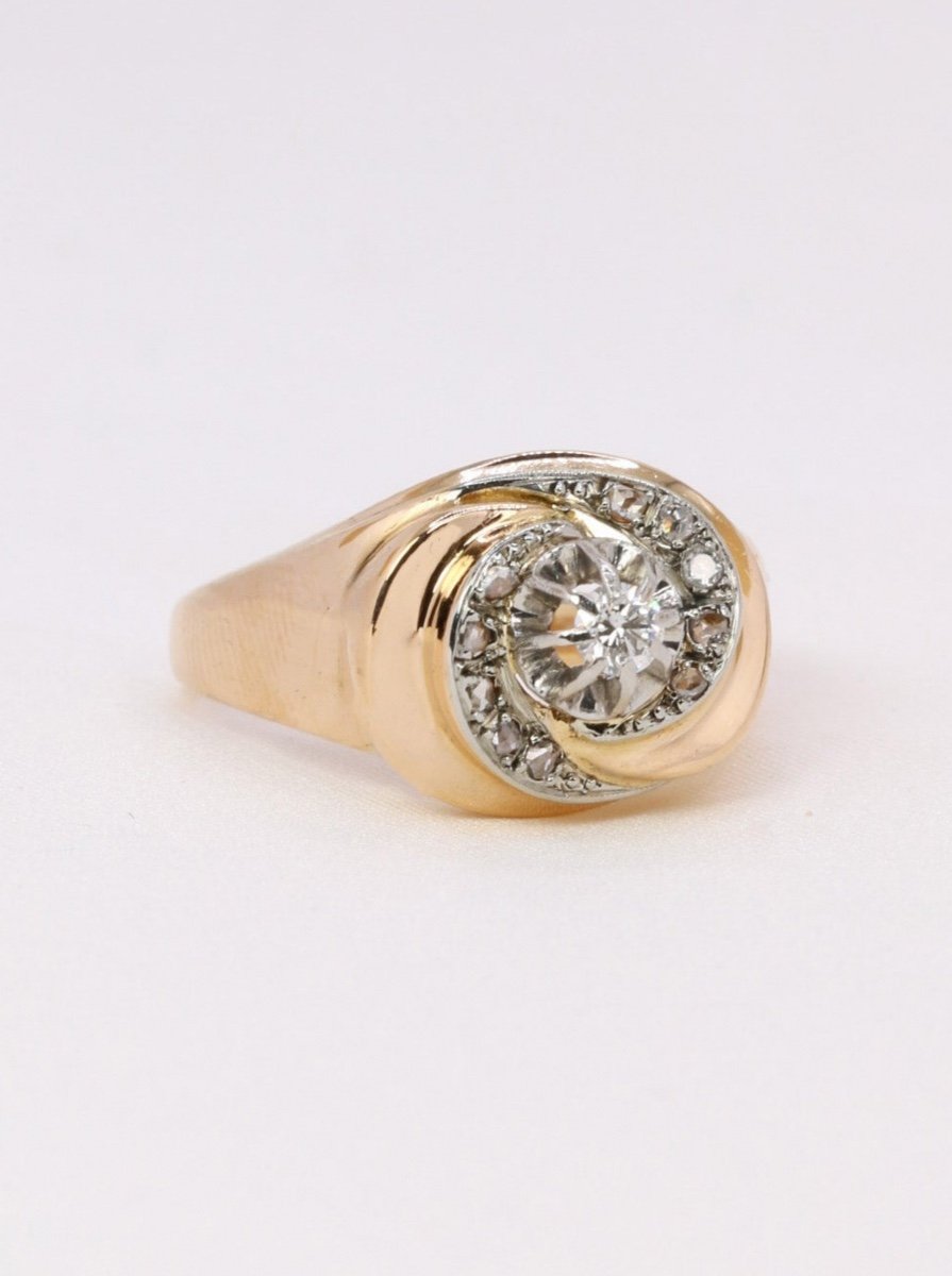 Tourbillon Gold Ring Diamonds 0.15 Ct-photo-3