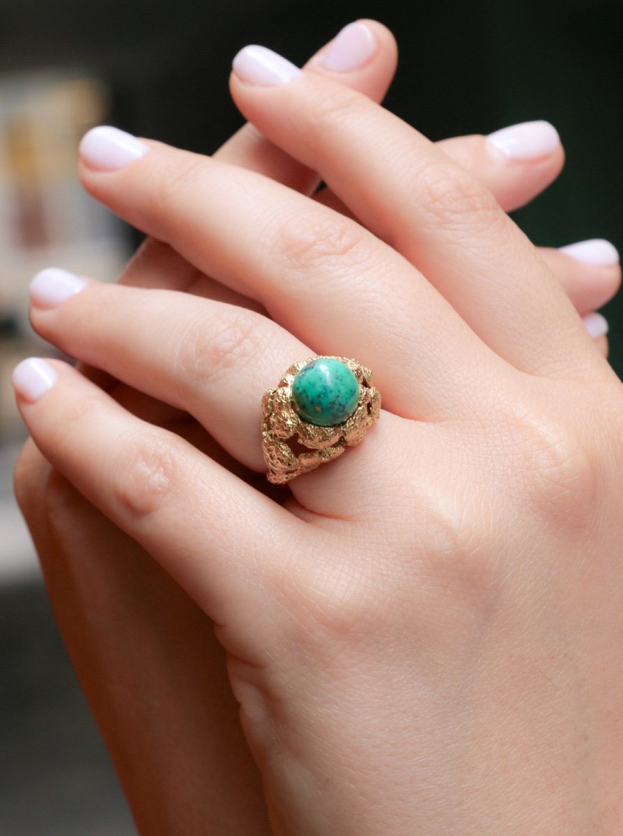 Bague Vintage Omega Gilbert Albert Bille De Turquoise-photo-2