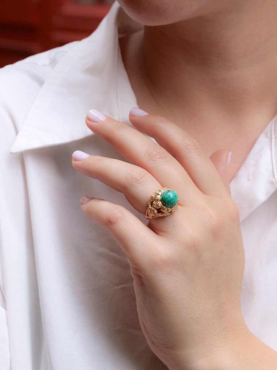 Bague Vintage Omega Gilbert Albert Bille De Turquoise-photo-5