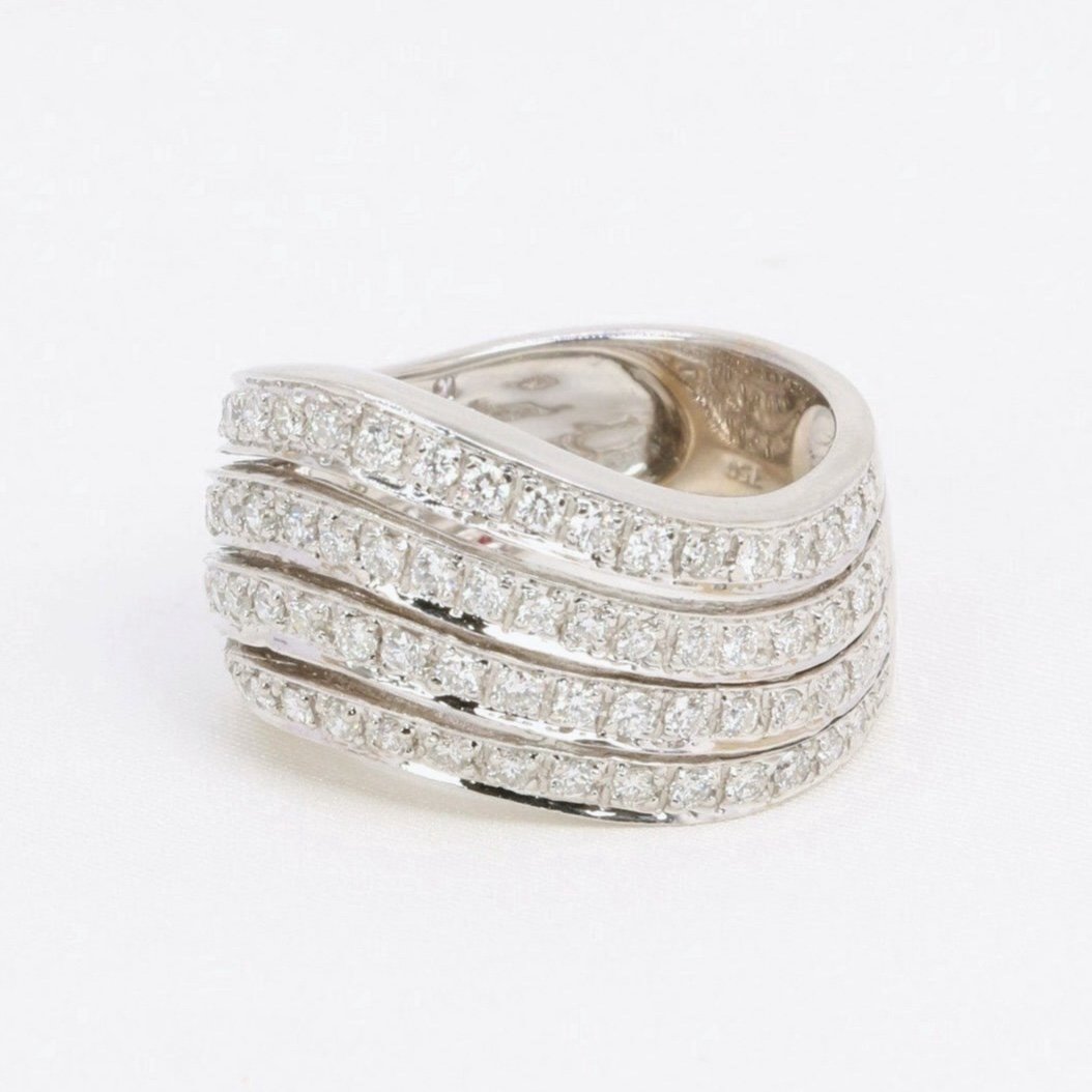 Bague Vague Vintage Or Blanc Diamants 2,5ct