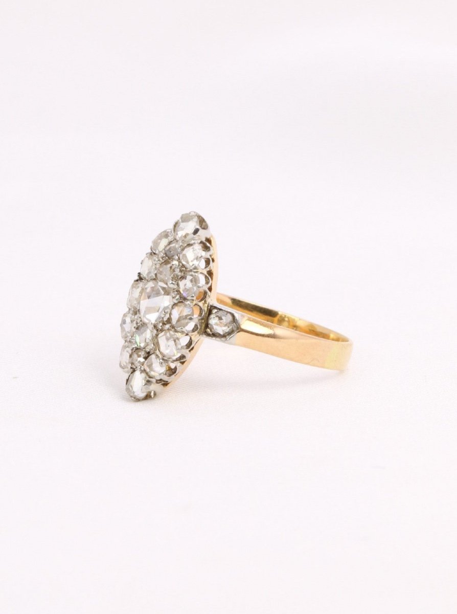 Antique Marquise Ring Gold Platinum Rose Cut Diamonds-photo-3