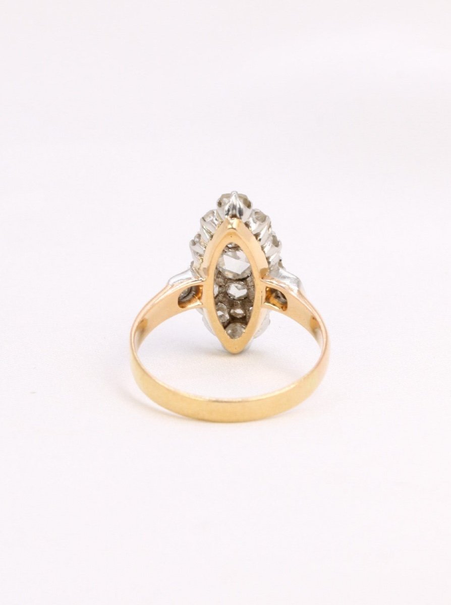 Antique Marquise Ring Gold Platinum Rose Cut Diamonds-photo-1