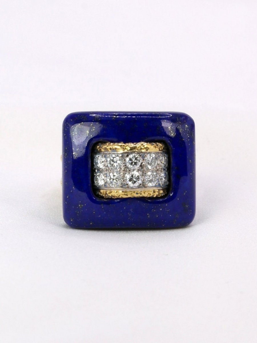 Van Cleef & Arpels Gold Diamond Lapis Lazuli Ring-photo-3