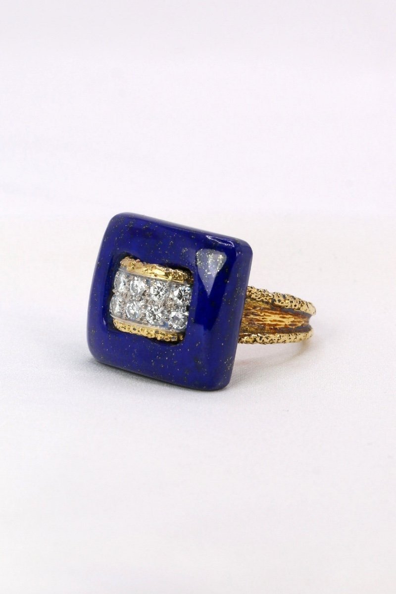 Van Cleef & Arpels Gold Diamond Lapis Lazuli Ring-photo-4