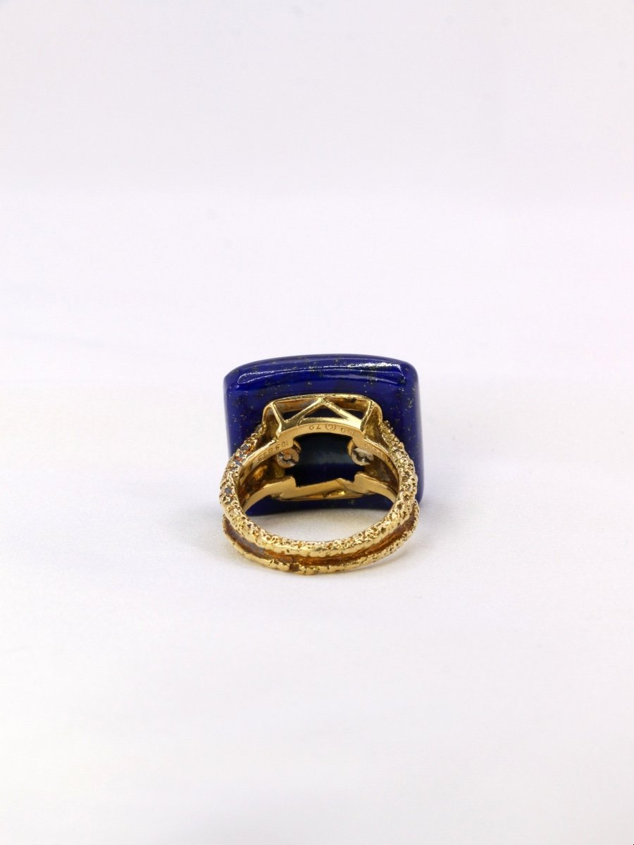 Van Cleef & Arpels Gold Diamond Lapis Lazuli Ring-photo-2