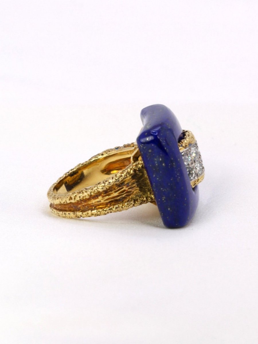 Van Cleef & Arpels Gold Diamond Lapis Lazuli Ring-photo-3