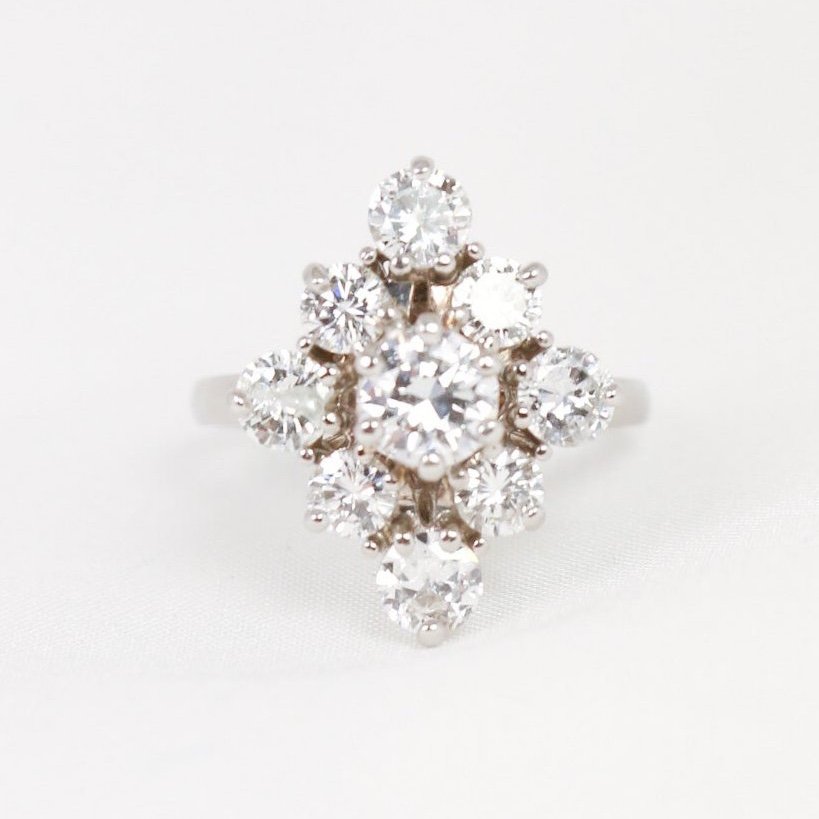 Marquise Ring White Gold Diamonds 2.3 Ct