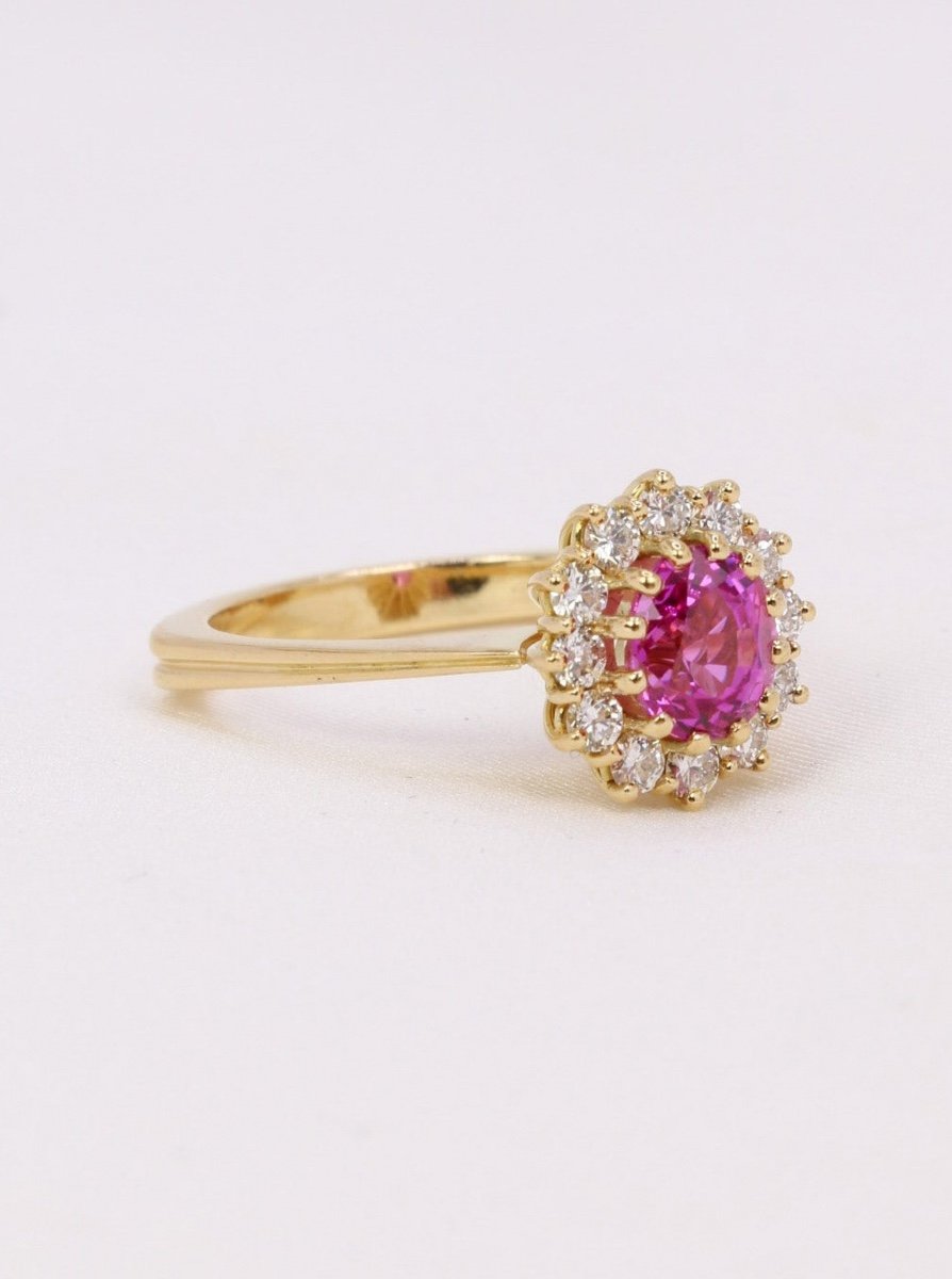 1.3 Ct Pink Sapphire Daisy Ring-photo-3