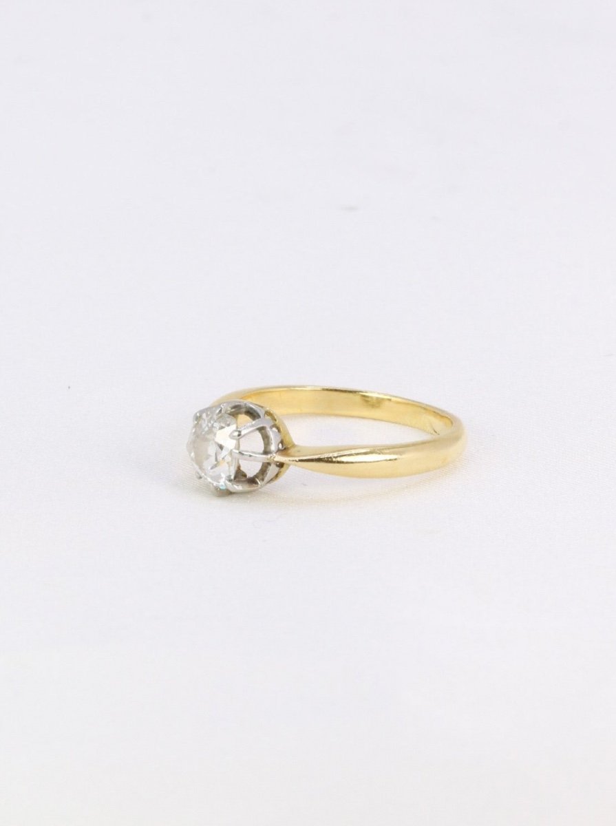 Solitaire Gold Platinum Old Cut Diamond 0.7ct-photo-3