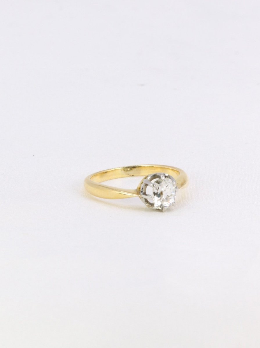 Solitaire Gold Platinum Old Cut Diamond 0.7ct-photo-3