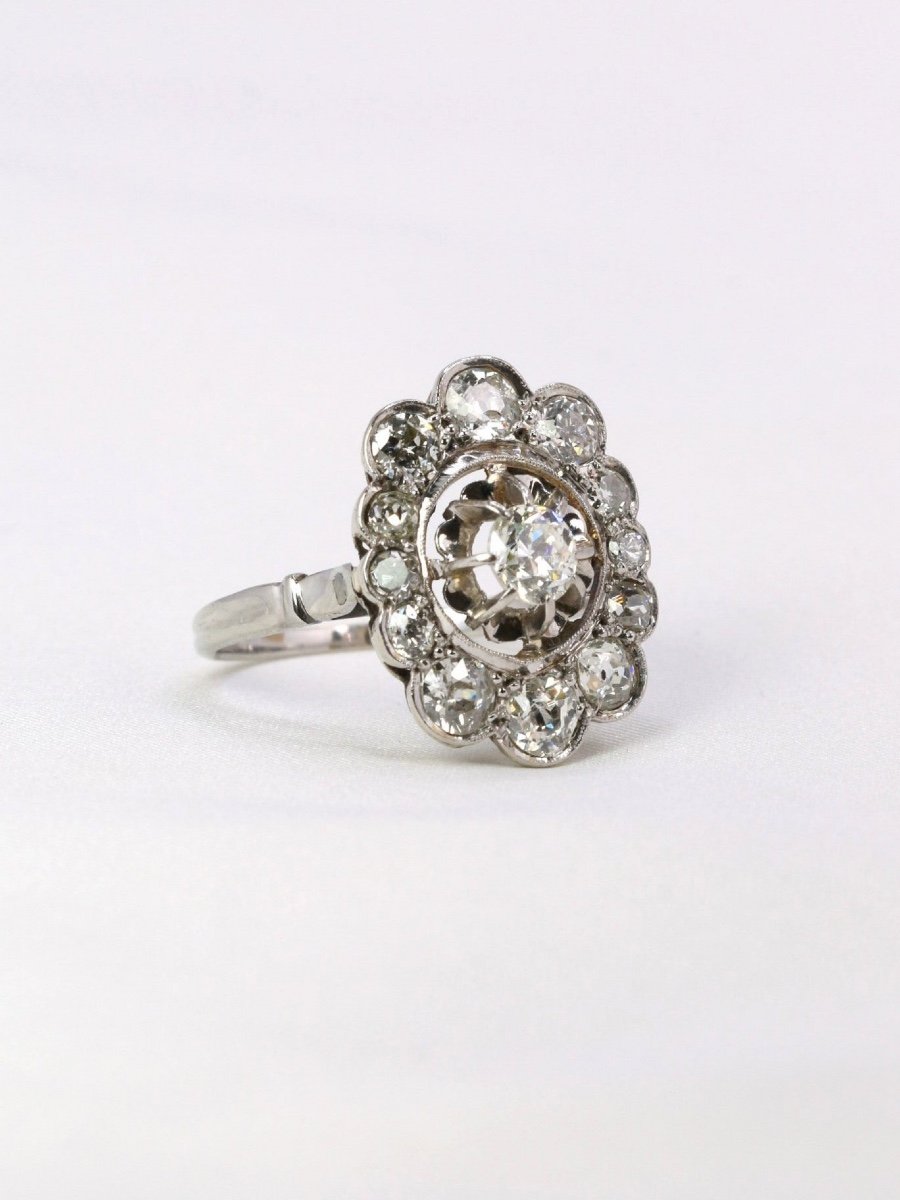 Art Deco Marguerite Ring Diamonds 1.3 Carats-photo-3