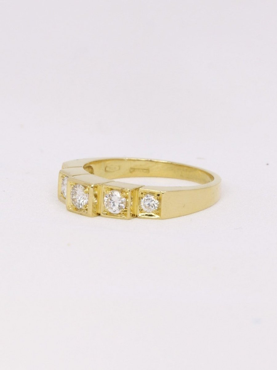 Vintage Steps Ring Yellow Gold Diamonds-photo-3