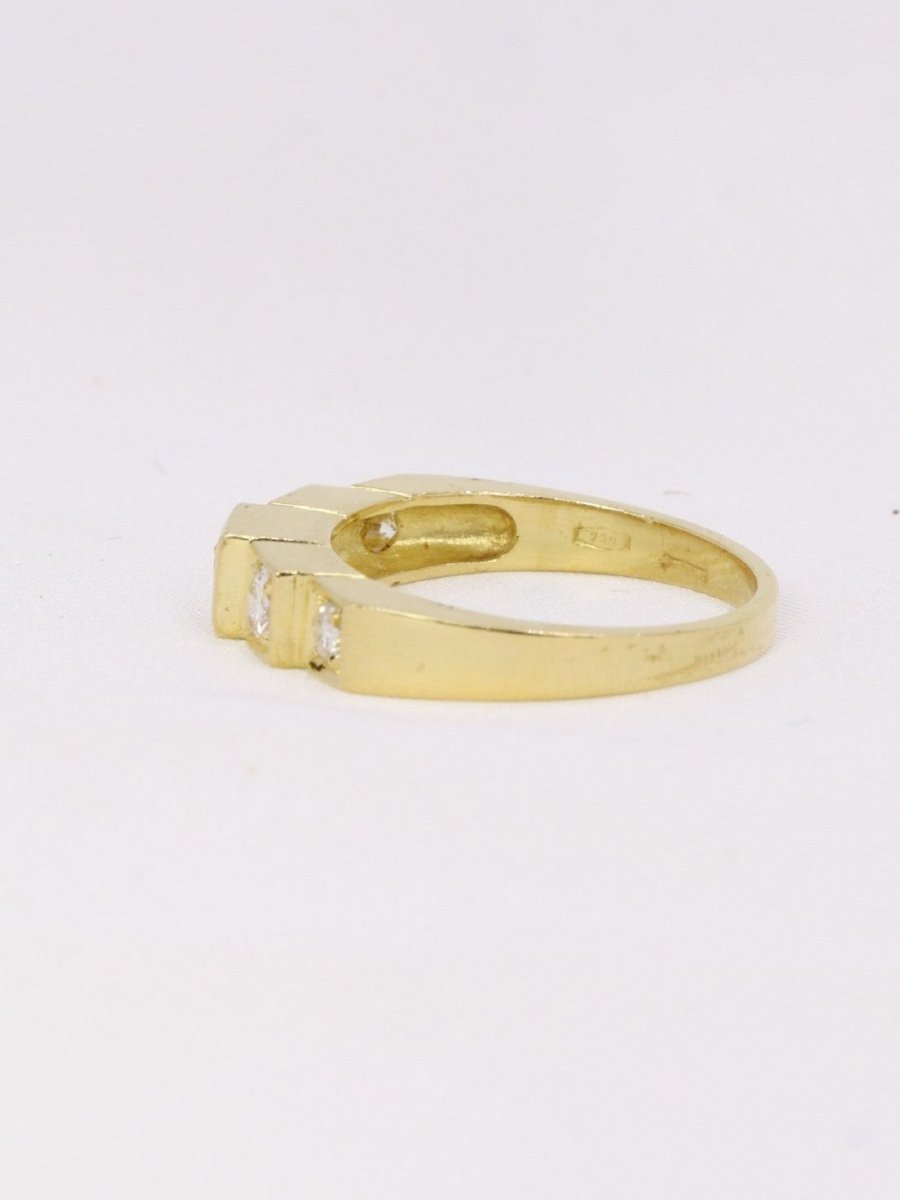 Vintage Steps Ring Yellow Gold Diamonds-photo-4