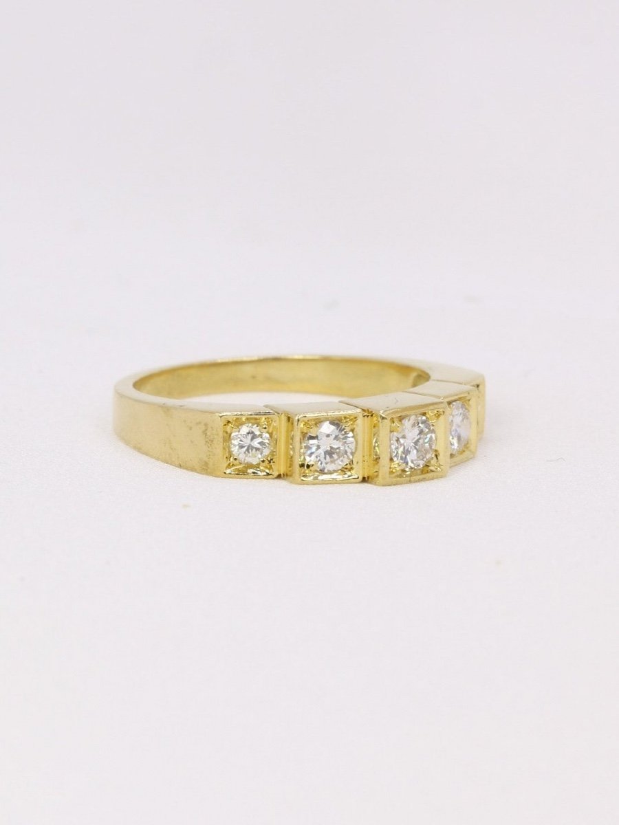 Vintage Steps Ring Yellow Gold Diamonds-photo-3