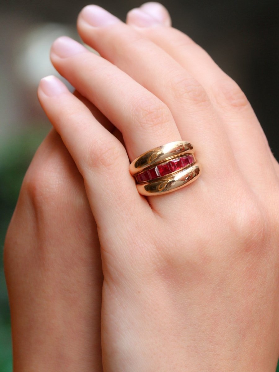 Vintage Calibrated Ruby Bangle Ring-photo-2