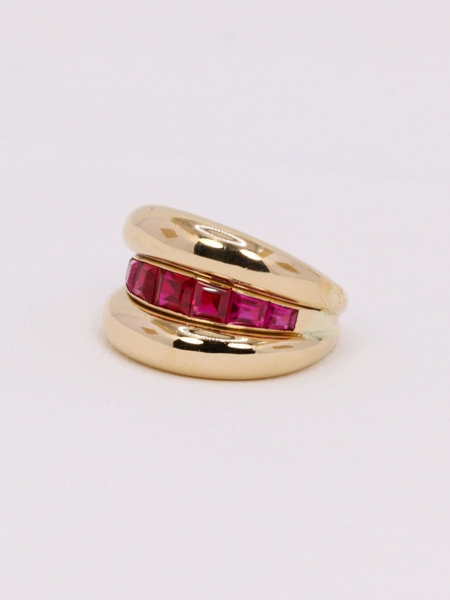 Vintage Calibrated Ruby Bangle Ring-photo-3