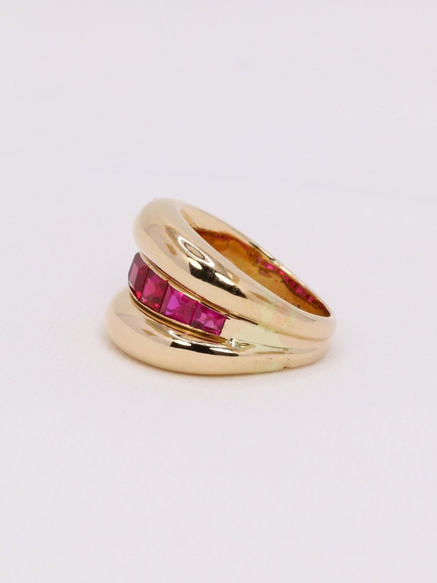 Vintage Calibrated Ruby Bangle Ring-photo-4