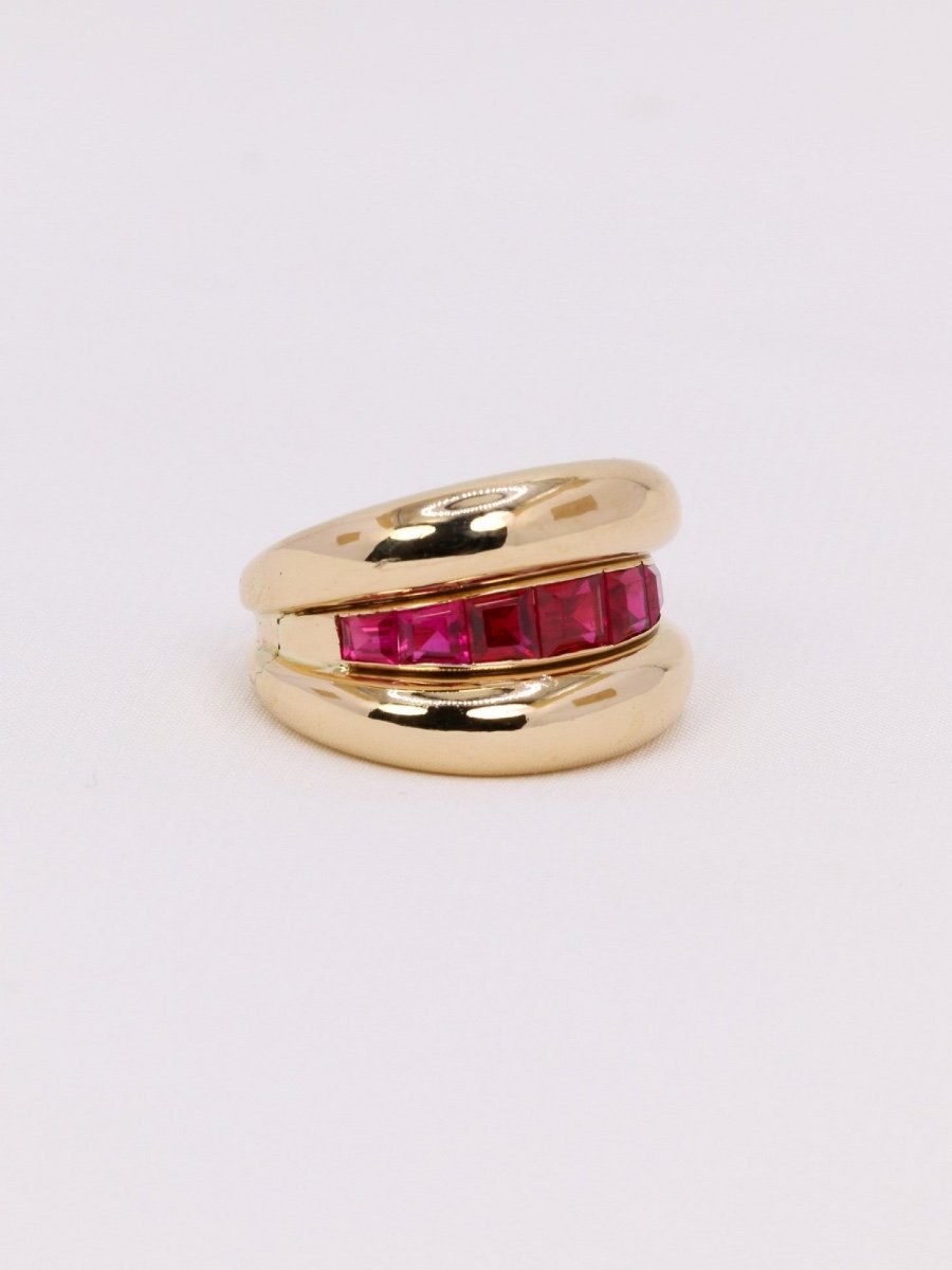 Vintage Calibrated Ruby Bangle Ring-photo-3