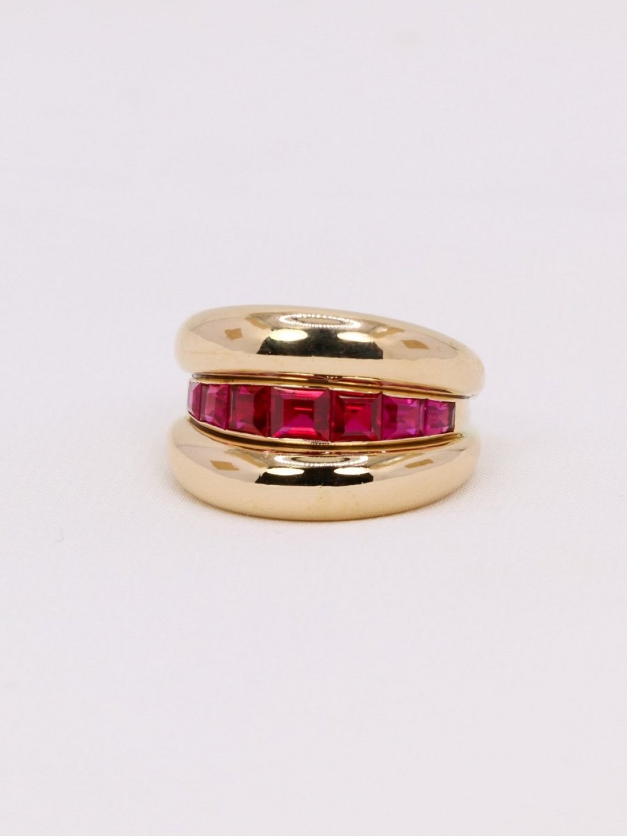 Vintage Calibrated Ruby Bangle Ring-photo-4