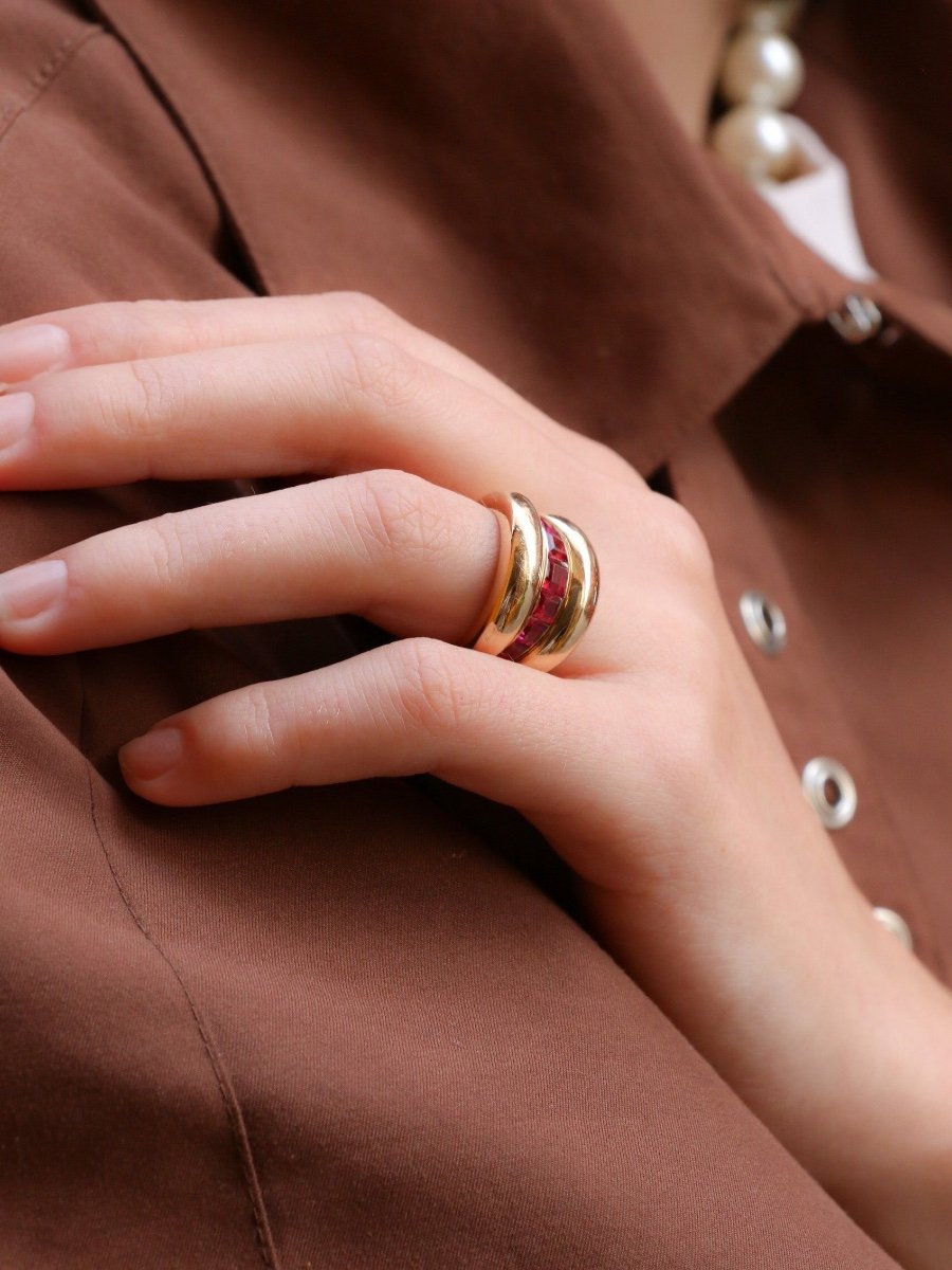 Vintage Calibrated Ruby Bangle Ring-photo-5