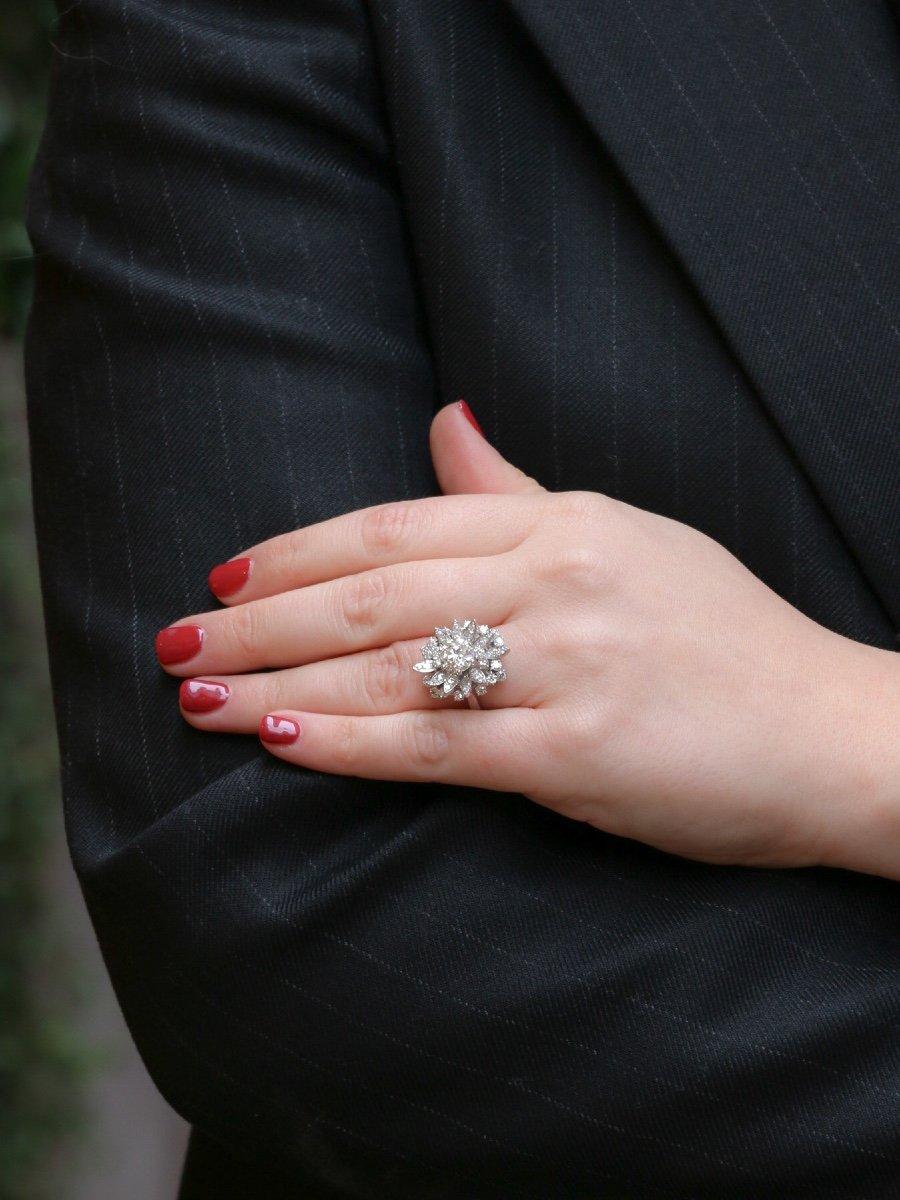 3.98 Carat Old Cut Diamond Cocktail Ring-photo-4