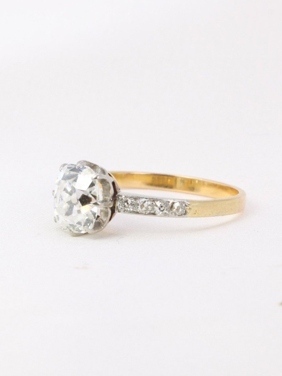 Bague Solitaire Diamant Coussin Taille Ancienne 1,77 Carat-photo-3