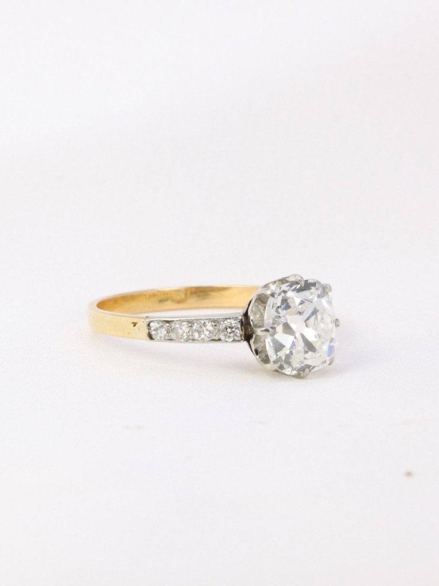 Bague Solitaire Diamant Coussin Taille Ancienne 1,77 Carat-photo-3