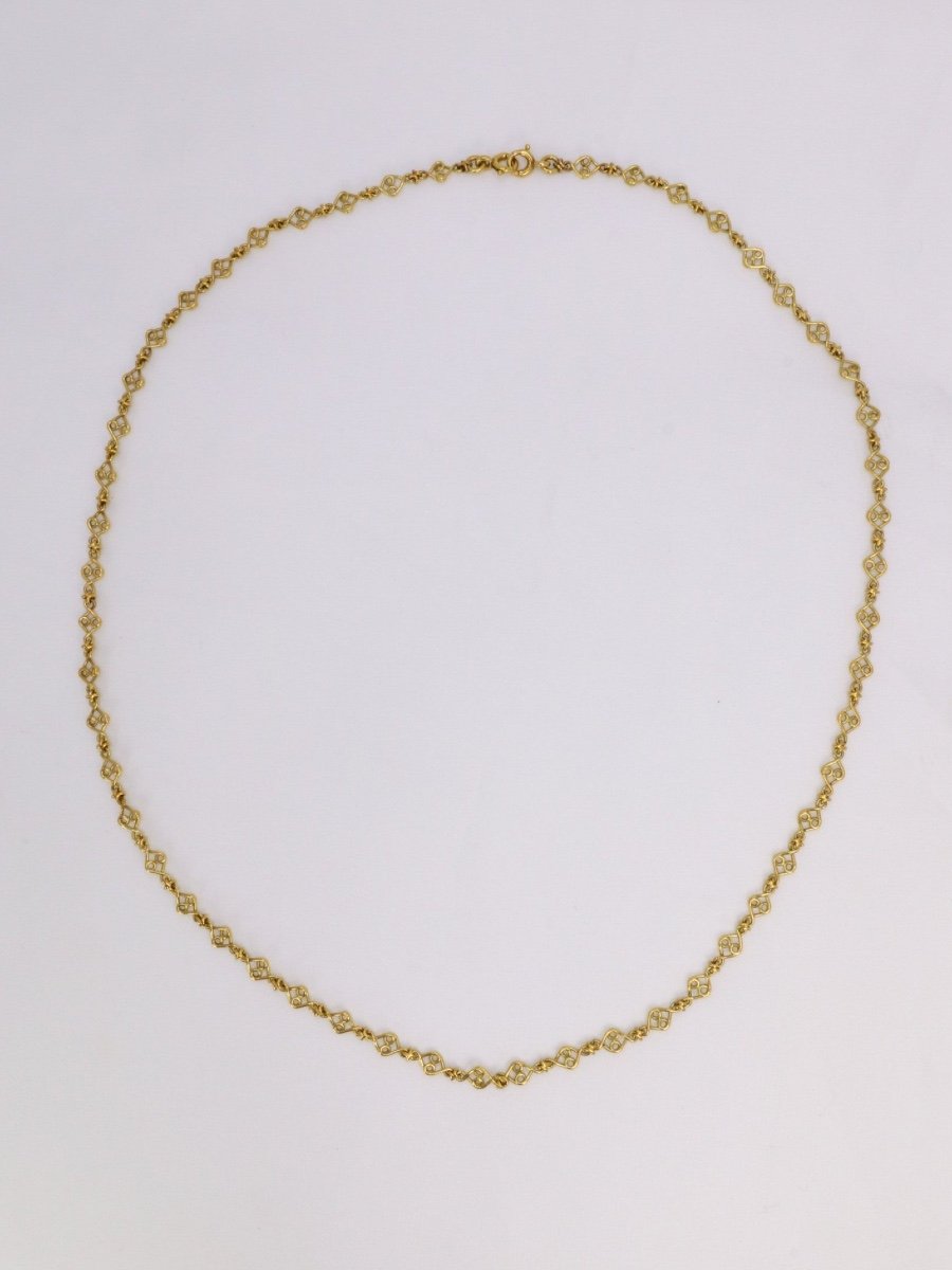 Albert Chambin Yellow Gold Art Nouveau Chain Necklace-photo-2