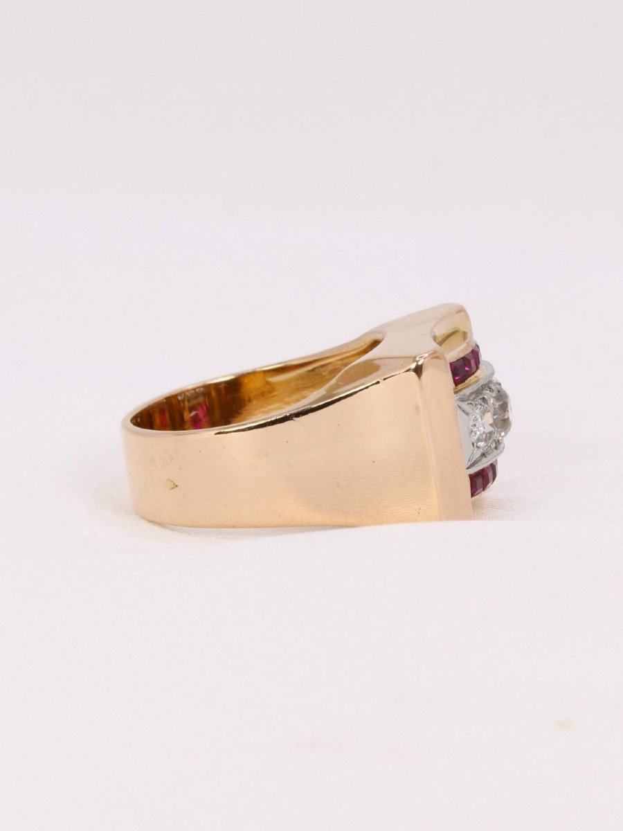 Tank Ring Rose Gold Diamonds Ruby-photo-2