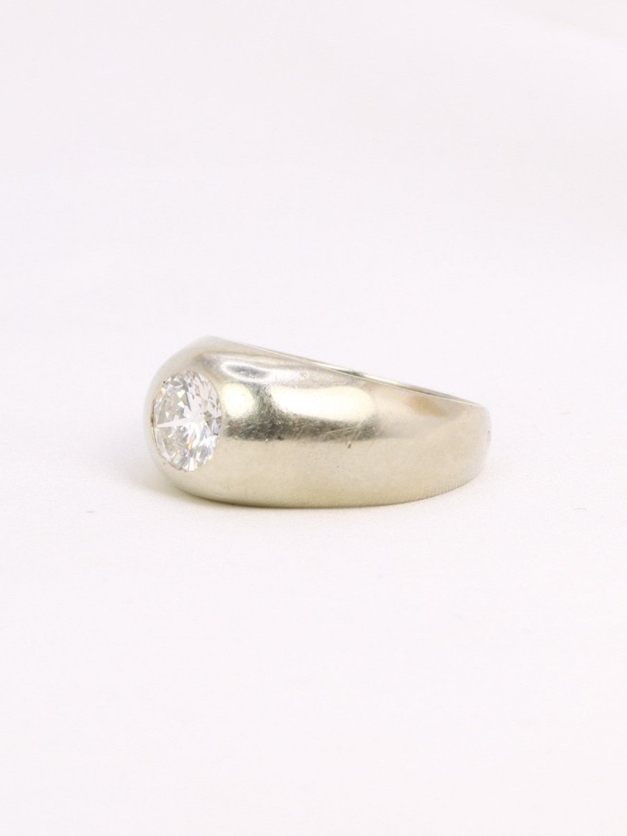 Bague Jonc Or Blanc Diamant 1,05 Carat-photo-3